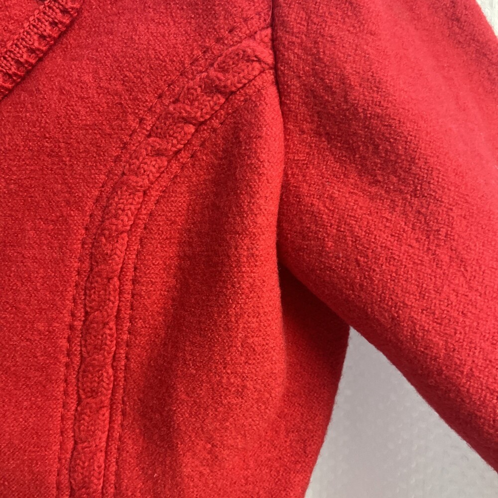 Vtg Hundt Model Red Boiled Wool Crochet Trim Military Cardigan Sweater Jacket - Picture 9 of 12
